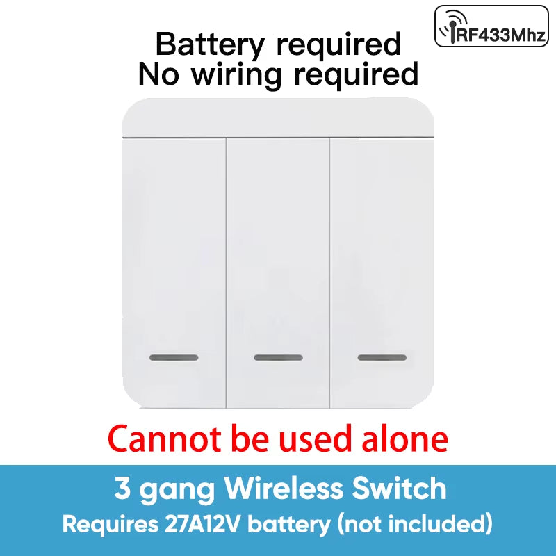 RF433 Relay Receiver,Wireless Light Switch 433Mhz Mini Remote Control,1/2/3Gang Wall Transmitter Switch, Led Lamp Fan Smart