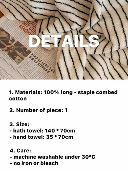 Retro Style 100% ORGANIC Combed Cotton Striped Bath Towel