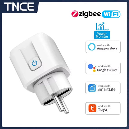 TUYA Smart Plug Wifi/Zigbee Socket EU 16A/20A with Power Monitor Timing Function Voice Control Works with Alexa Googlehome