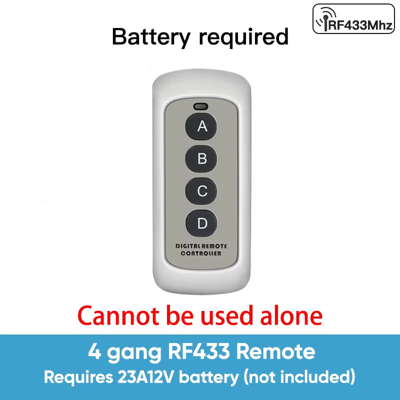 RF433 Relay Receiver,Wireless Light Switch 433Mhz Mini Remote Control,1/2/3Gang Wall Transmitter Switch, Led Lamp Fan Smart