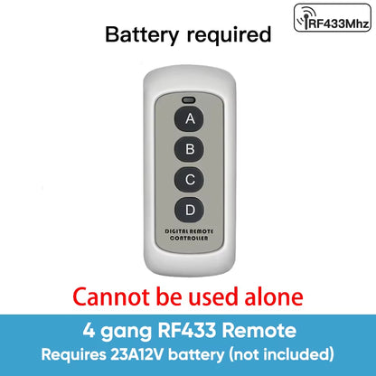 RF433 Relay Receiver,Wireless Light Switch 433Mhz Mini Remote Control,1/2/3Gang Wall Transmitter Switch, Led Lamp Fan Smart